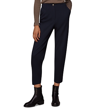 Whistles Lila Tapered Ponte Cropped Trousers In Navy