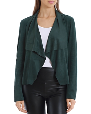 Bagatelle Faux-suede Drape-front Jacket In Emerald