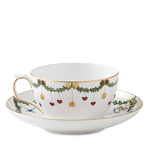 Royal Copenhagen Star Fluted Christmas Teacup & Saucer