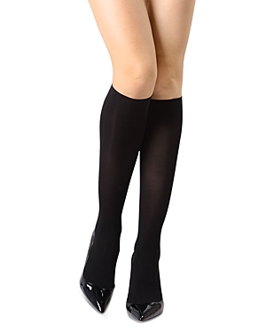 Shop Natori Perfectly Opaque Comfort Knee High Socks In Black