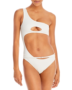 Frankies Bikinis Mila Ribbed Cutout One Piece Swimsuit