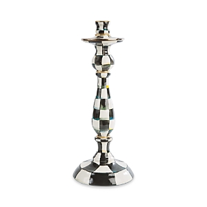 Mackenzie-childs Courtly Check Enamel Candlestick, Large In Black/white