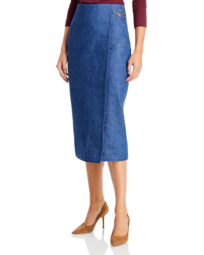 Denim faux hotsell wrap skirt