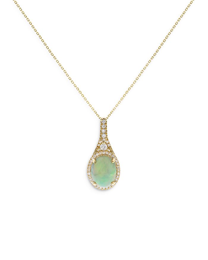 Bloomingdale's Opal & Diamond Pendant Necklace in 14K White Gold, 18 ...