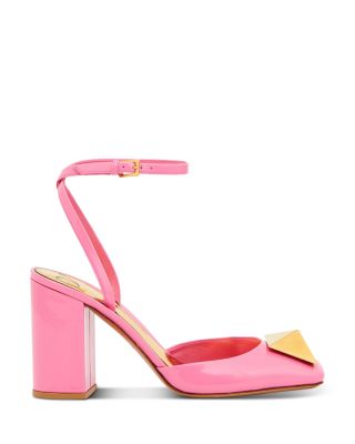 Valentino Garavani Pink One Stud Heeled Sandals