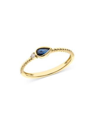 Bloomingdale's Fine Collection - Blue Sapphire & Diamond Bezel Stacking Ring in 14K Yellow Gold - Exclusive