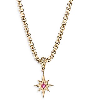 David Yurman - Cable Collectibles® North Star Birthstone Charm in 18K Yellow Gold with Pink Tourmaline