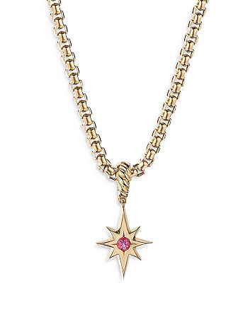 David Yurman - Cable Collectibles&reg; North Star Birthstone Charm in 18K Yellow Gold with Pink Tourmaline