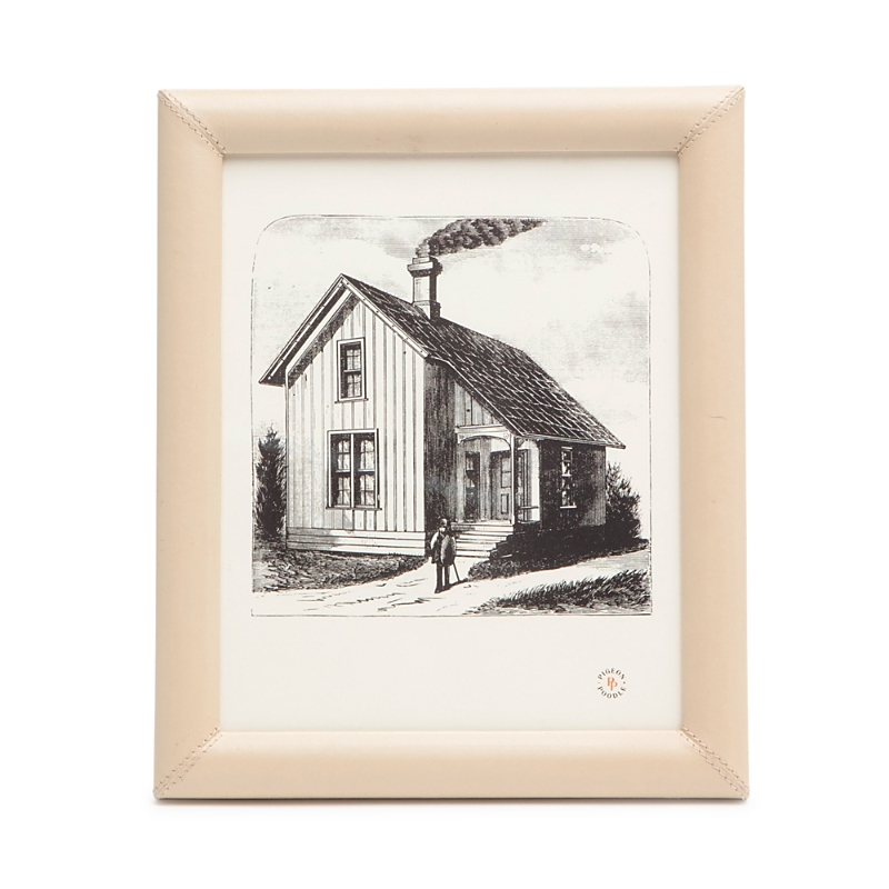 Pigeon & Poodle Eton Leather Frame, 8 X 10 In Off White