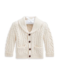 폴로 랄프로렌 Polo Ralph Lauren Boys Aran Knit Cotton Wool Cardigan - Baby,Chic Cream