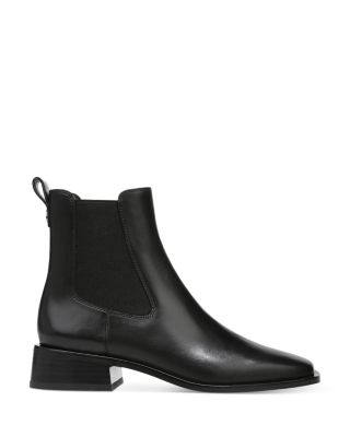 black leather ankle boots round toe