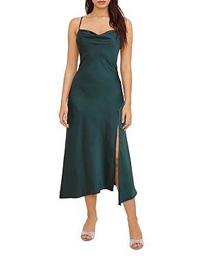 Astr The Label Strappy Cowl Neck Slip Dress In Hunter Green