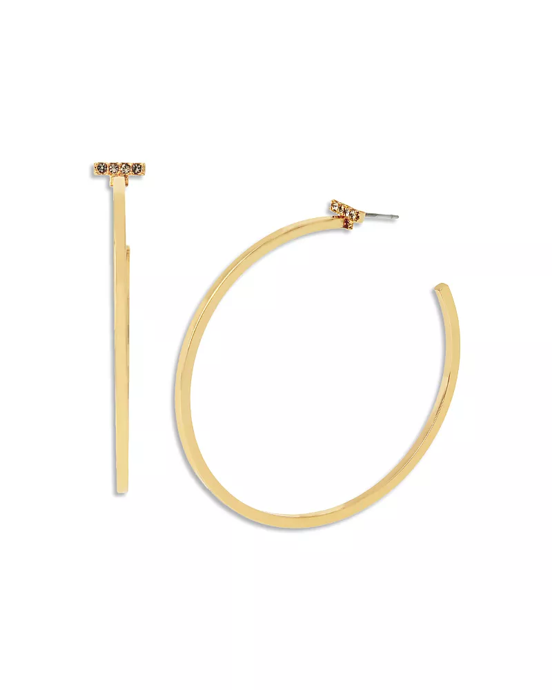Allsaints Pave Bar Large Hoop Earrings