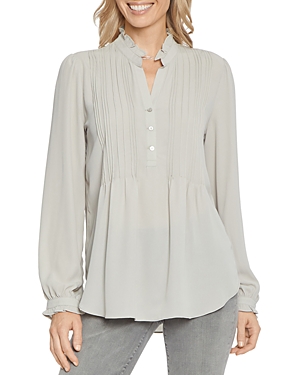 Nydj Printed Pleated Shirt In Feather