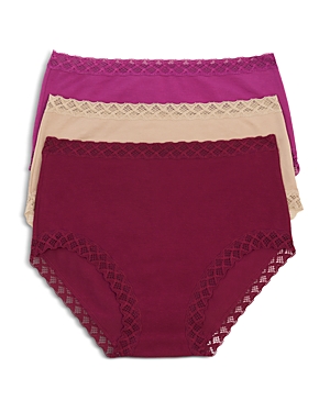 Natori Bliss Full Briefs, Set Of 3 In Mulberry/sandcastle/port