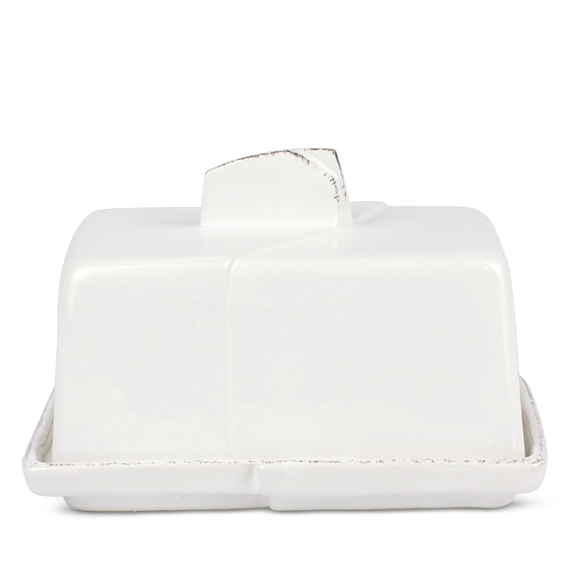 Vietri Lastra Butter Dish In White