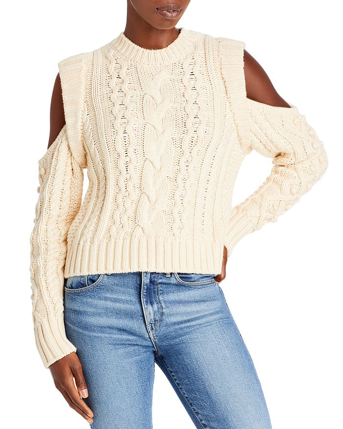 AQUA Elsie Cutout Cable Knit Sweater - 100% Exclusive | Bloomingdale's
