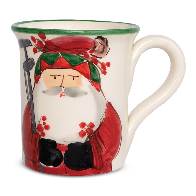 Vietri Old St. Nick Mug - Skiing In Multi
