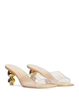 Cult Gaia Gigi Metallic Sphere-heel Vinyl Sandals In Clear