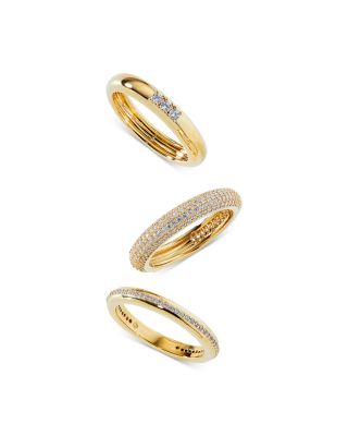 Nadri - Pav&eacute; Band Rings in 18K Gold Plate, Set of 3