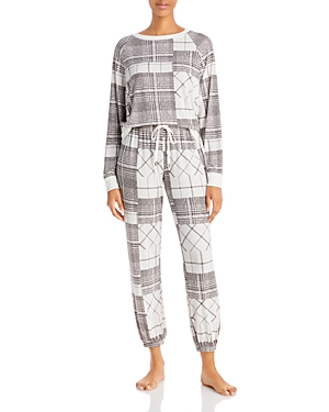 Honeydew Star Seeker Printed Pajama Set In Ivory Plaid