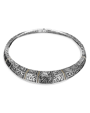 John Hardy 18k Yellow Gold & Sterling Silver Classic Chain Reticulated Jawan Necklace, 18 In Silver/gold