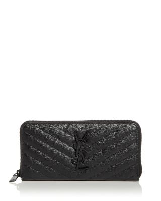 Yves Saint Laurent YSL Long Wallet Zip Around Monogram Pink