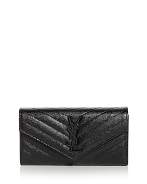 Saint Laurent Monogram Large Quilted Leather Continental Wallet In Black/black