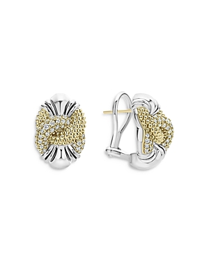 Lagos Sterling Silver & 18K Yellow Gold Caviar Luxe Diamond Knot Earrings