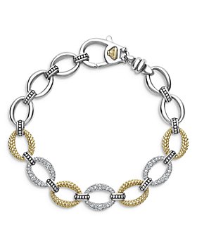 LAGOS - Sterling Silver & 18K Yellow Gold Caviar Luxe Diamond Link Bracelets