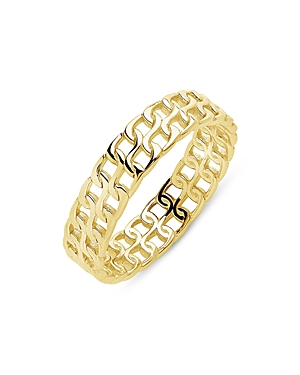 Shop Sterling Forever Two Row Chain Ring In Gold