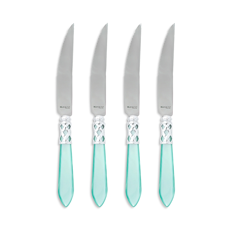 Vietri Aladdin Brilliant Steak Knives, Set Of 4 In Aqua