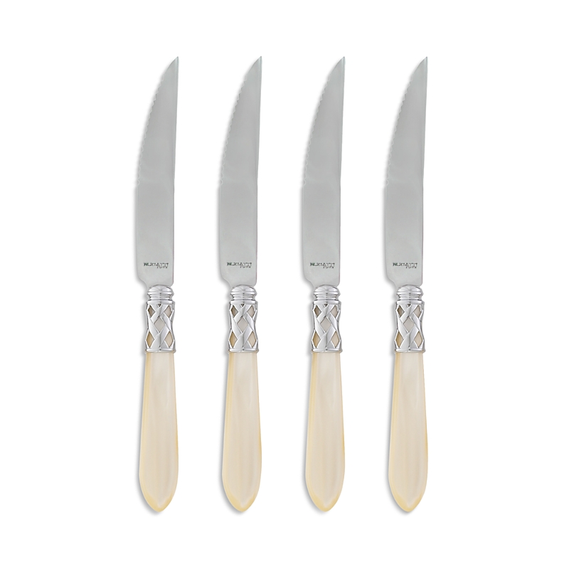 Vietri Aladdin Brilliant Steak Knives, Set Of 4 In Ivory