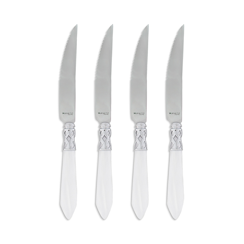 Vietri Aladdin Brilliant Steak Knives, Set Of 4 In White