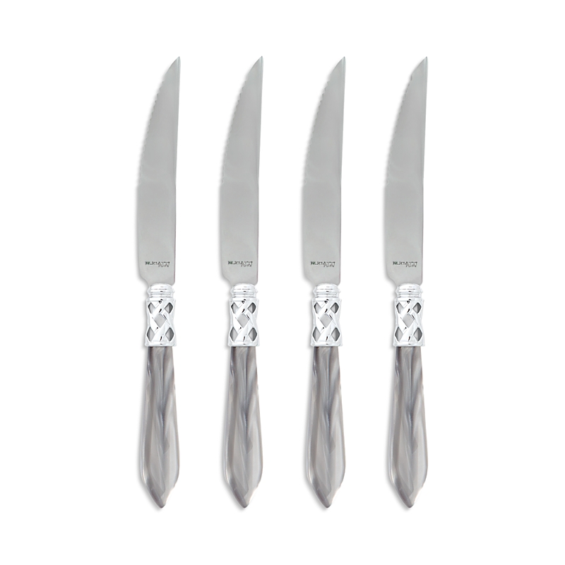 Vietri Aladdin Brilliant Steak Knives, Set Of 4 In Light Grey