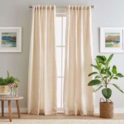 Linen Back Tab Lined Window Panel, Pair