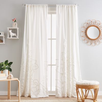 Chenille Rose Poletop Window Panel, Pair