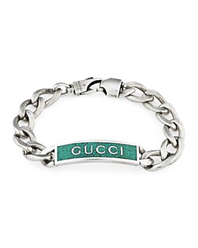 Gucci - Sterling Silver Turquoise Enamel Logo ID Bracelet