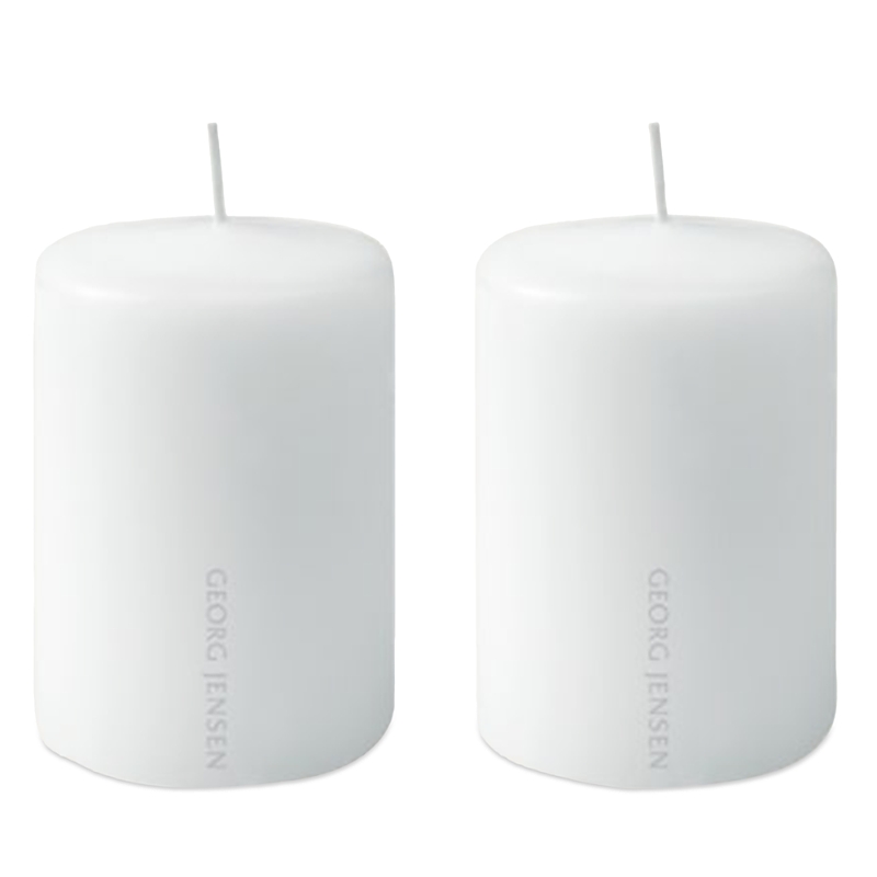 Georg Jensen Plain White 8.48 Oz. Candles, Set Of 2