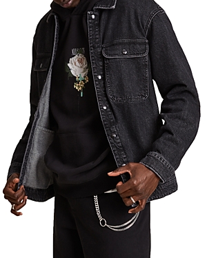 Allsaints Brea Cotton Denim Relaxed Fit Button Down Shirt Jacket