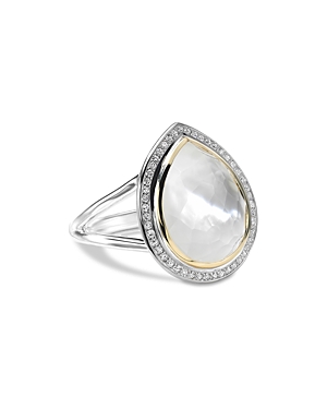 Ippolita 18k Yellow Gold & Sterling Silver Chimera Rock Candy Rock Topaz & Mother Of Pearl Doublet & Diamond In White/silver
