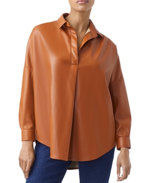 FRENCH CONNECTION CROLENDA FAUX LEATHER SHIRT,72RBJ