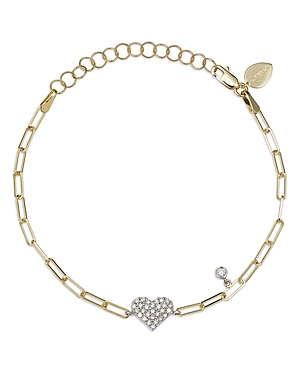 Shop Meira T 14k Yellow Gold Diamond Heart Bracelet