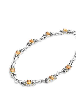 18K Yellow Gold & Sterling Silver Glacier Citrine Collar Necklace, 16"