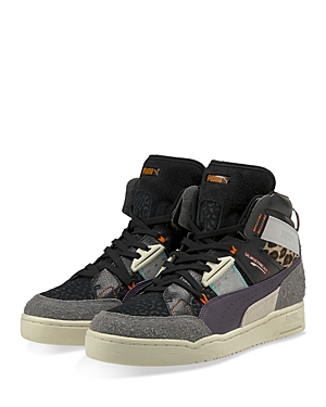 Puma Men's Beast Faux Fur Trim Sneakers In Black/castlerock/sweet Grape