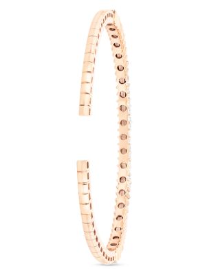 18K Rose Gold Diamond Princess Cut & Baguette Bangle Bracelet