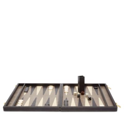 Pigeon & Poodle - Grantham Gray/Charcoal Leather Backgammon Game Set