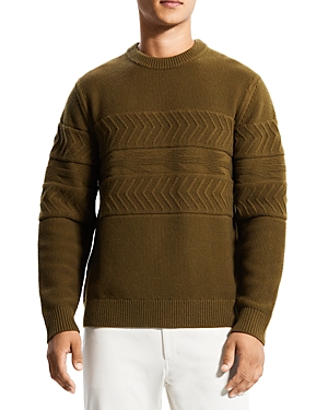 THEORY JIMMY MONTANO WOOL & CASHMERE TEXTURED GEO STRIPE RELAXED FIT CREWNECK SWEATER,L1081711