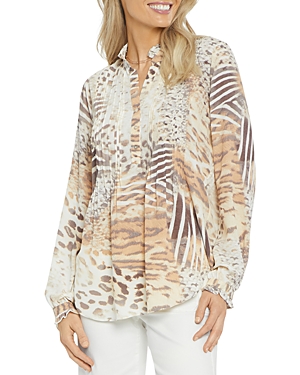 Nydj Printed Pleated Shirt In Wild Thing