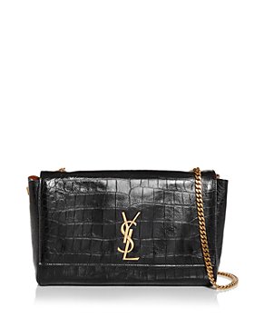 Saint Laurent - Kate Reversible Croc Embossed Leather & Suede Shoulder Bag